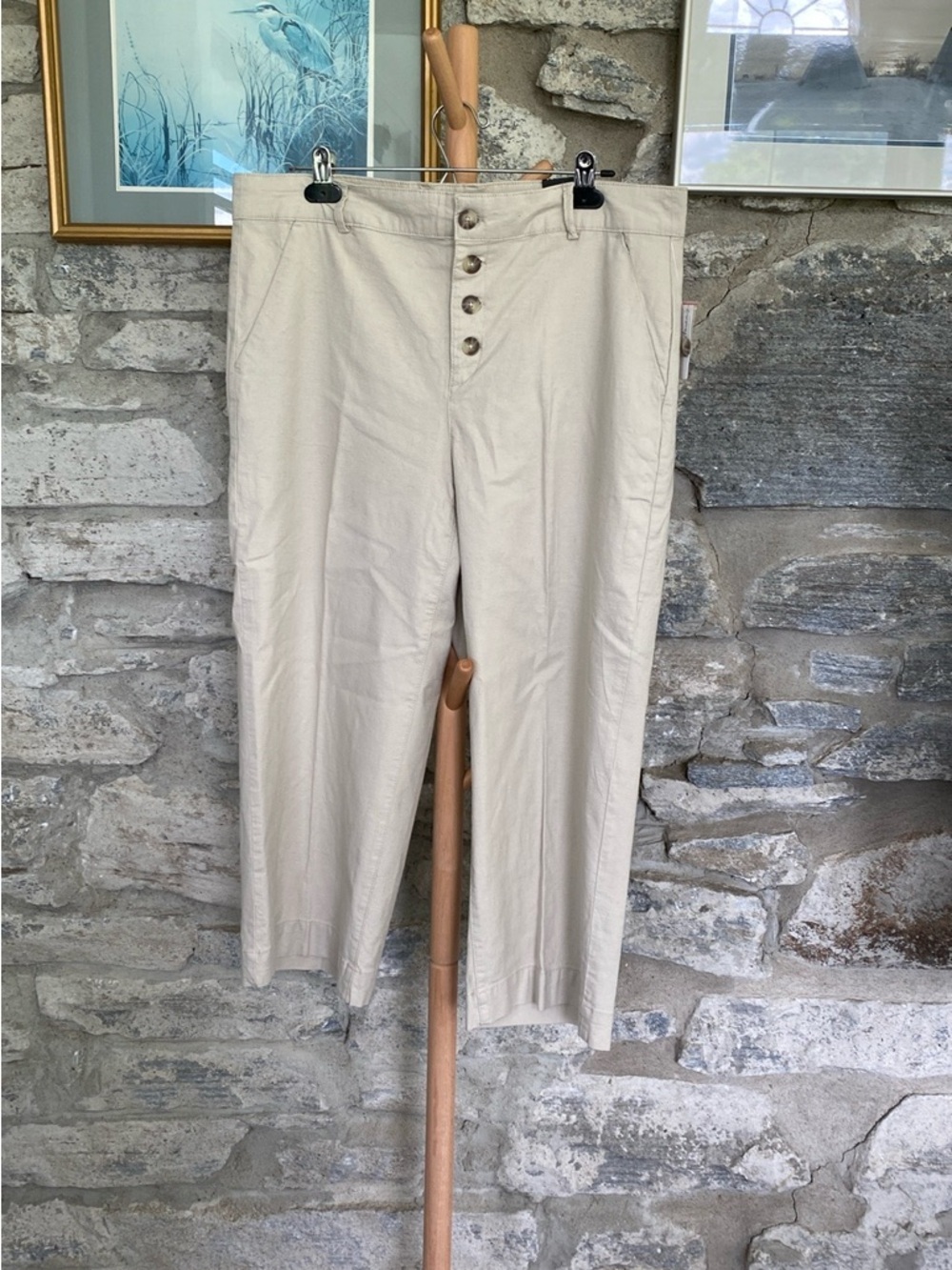 Linen blend wide Leg Pants with Relaxed Fit